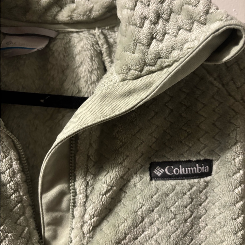 NWT Columbia Women’s M Sage Green Textured Fleece Quarter zip Jacket - Picture 2 of 5